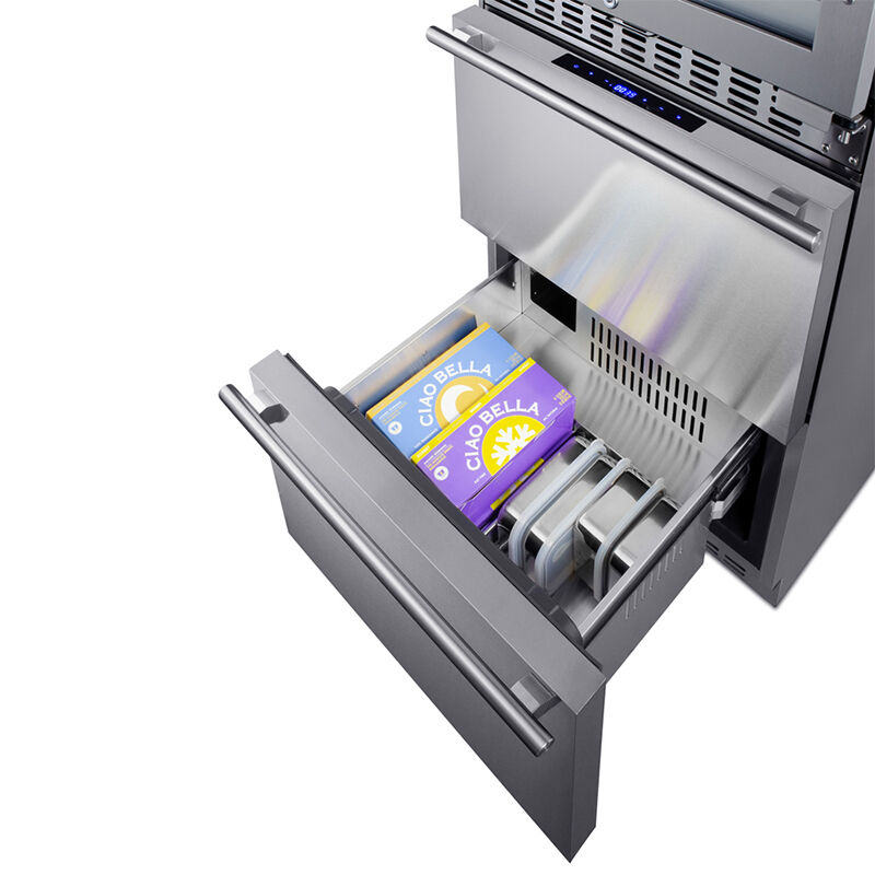 Summit 24 in. Wine Cooler with Wire Racks, Dual Temperature Zones & 46 Bottle Capacity - Stainless Steel, , hires