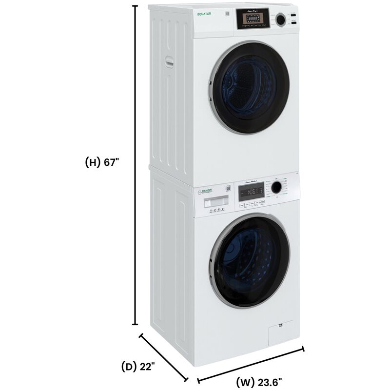 Equator Compact 24 in. 1.57 cu. ft. Electric Front Load Laundry Center with Sensor Dry, Pet & Sanitize Cycle - White, , hires