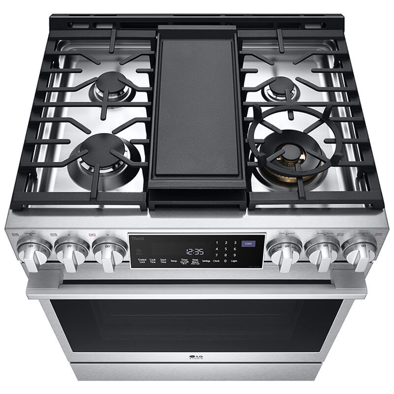 LG InstaView 30 in. 6.3 cu. ft. Smart Air Fry True European Convection Slide-In Gas Range with 5 Sealed Burners & Griddle - Stainless Steel, , hires