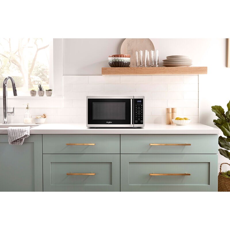Whirlpool 19 in. 0.9 cu.ft Countertop Microwave with 10 Power Levels - Stainless Steel, , hires