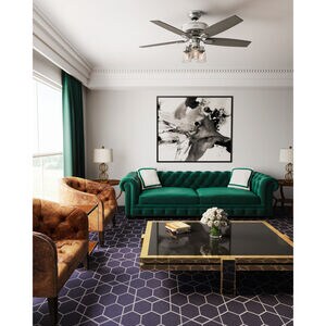 Hunter Bennett 52 in. 3-Light Ceiling Fan with LED Light Kit and Handeld Remote - Brushed Nickel, Brushed Nickel, hires