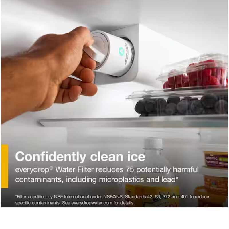 Whirlpool 36 in. 28.9 cu. ft. 4-Door French Door Refrigerator with Ice & Water Dispenser - Fingerprint Resistant Stainless, Fingerprint Resistant Stainless, hires