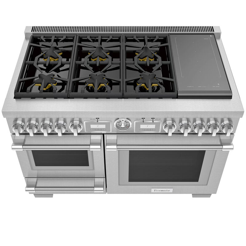 Thermador Pro Grand Professional Series 48 in. 4.9 cu. ft. Smart Convection Double Oven Freestanding Dual Fuel Range with 6 Sealed Burners & 2 Induction Zones - Stainless Steel, , hires