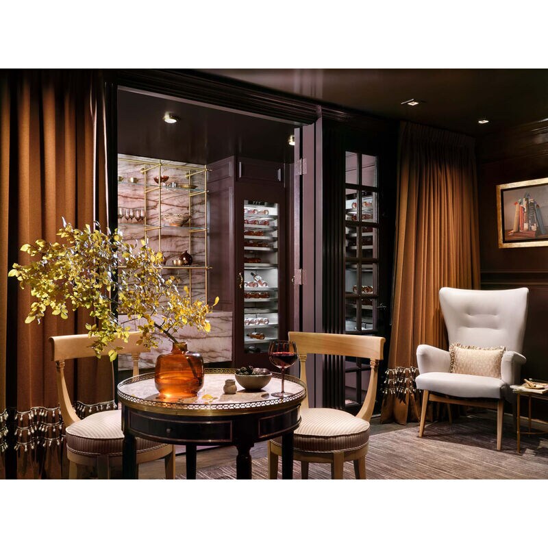 Signature Kitchen Suite Instaview 18 in. Built-in Smart Wine Cooler with Metal & Wood Racks, Dual Temperature Zones & 71 Bottle Capacity - Custom Panel Ready, , hires