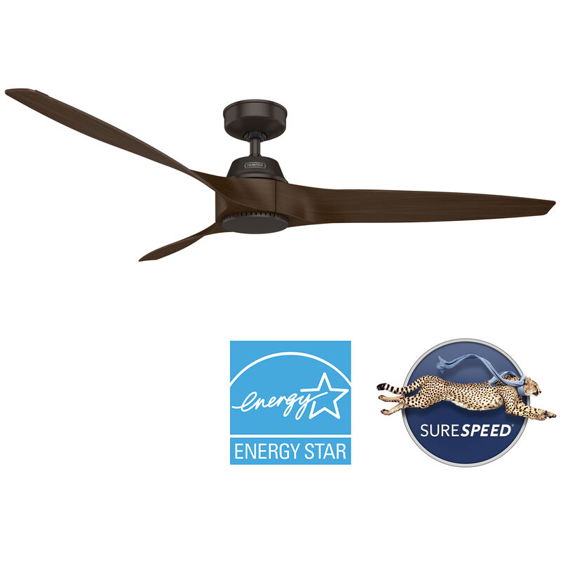 Hunter 60 in. Mosley Energy Star Damp Rated Ceiling Fan and Wall Control - Premier Bronze, , hires