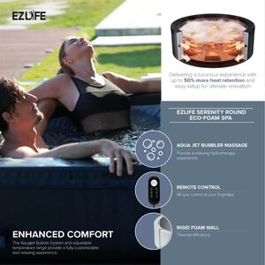 EZLIFE Alba 7 Person Round Eco Foam Hot Tub, , hires