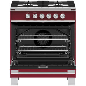 Fisher & Paykel 30 in. 3.5 cu. ft. Convection Oven Freestanding Gas Range with 4 Sealed Burners - Red, , hires