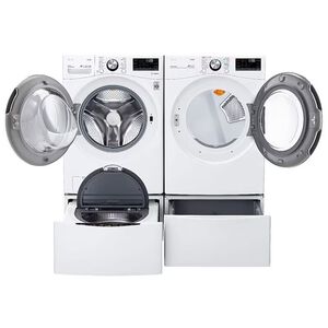 LG 27 in. 5.0 cu. ft. Smart Stackable Front Load Washer with TurboWash 360, Sanitize & Steam Wash Cycle - White, White, hires