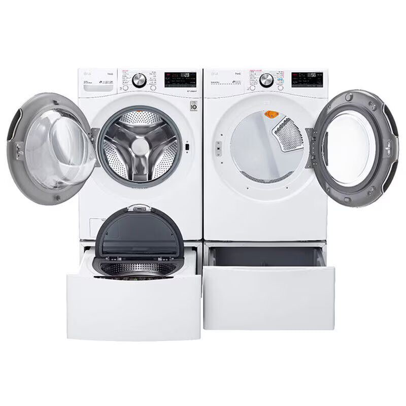 LG 27 in. 5.0 cu. ft. Smart Stackable Front Load Washer with TurboWash 360, Sanitize & Steam Wash Cycle - White, White, hires