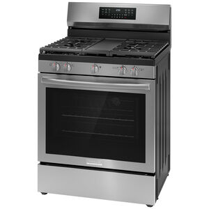 Frigidaire Gallery 30 in. 5.1 cu. ft. Air Fry Convection Oven Freestanding Natural Gas Range with 5 Sealed Burners & Griddle - Stainless Steel, , hires