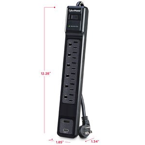CyberPower P604UCBK Surge Protector - Black, , hires