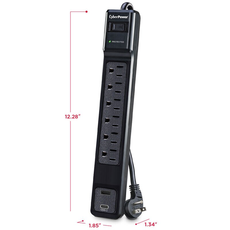 CyberPower P604UCBK Surge Protector - Black, , hires