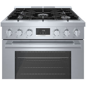 Bosch 800 Series 30 in. 3.9 cu. ft. True European Convection Dual Fuel Range with 5 Sealed Burners - Stainless Steel, , hires