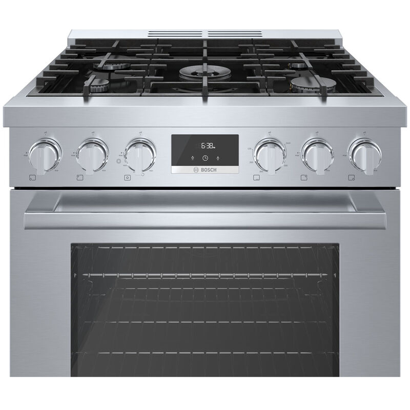 Bosch 800 Series 30 in. 3.9 cu. ft. True European Convection Dual Fuel Range with 5 Sealed Burners - Stainless Steel, , hires