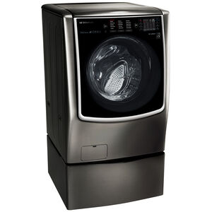 LG Signature 30 in. 5.8 cu. ft. Smart Front Load Washer with Sanitize Cycle, Steam Wash & Self Clean - Black Stainless Steel, , hires
