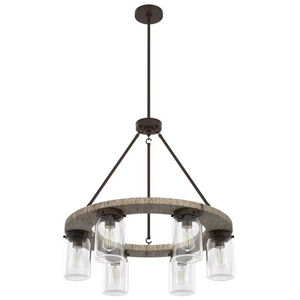Hunter Devon Park 26.5 in. 6-Light Chandelier with Clear Glass - Onyx Bengal, , hires