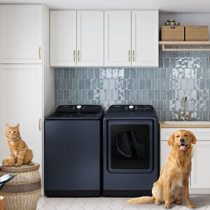 Samsung 27 in. 5.4 cu. ft. Smart Top Load Washer with Pet Care Solution & Super Speed Wash - Brushed Navy, Brushed Navy, hires