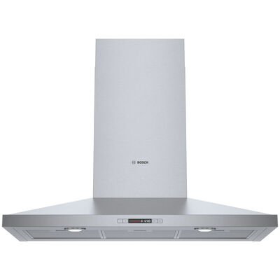 Bosch 300 Series 36 in. Chimney Style Range Hood with 3 Speed Settings, 300 CFM, Convertible Venting & 2 LED Lights - Stainless Steel | HCP36E52UC