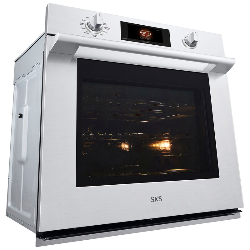 SKS 30 in. 4.7 cu. ft. Smart Steam Electric Single Wall Oven with True European Convection - Stainless Steel, , hires