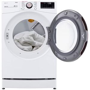 LG 27 in. 7.4 cu. ft. Smart Stackable Round-Door Electric Dryer with Built-In Intelligence, Sensor Dry, Turbo Steam, Sanitize & Steam Cycle - White, White, hires