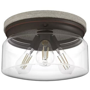 Hunter Devon Park 13 in. 3-Light Flush Mount Ceiling Light with Clear Glass - Onyx Bengal, , hires