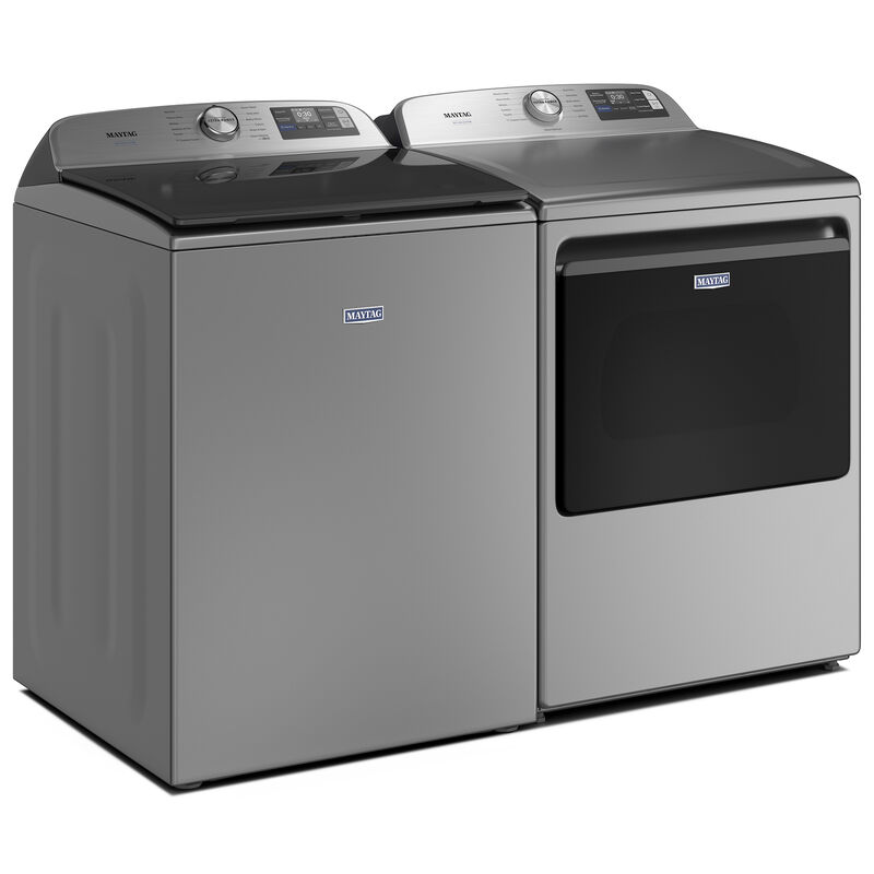 Maytag Pet Pro 27 in. 5.2 cu. ft. Smart Top Load Washer with Agitator & Sanitize with Oxi - Classic Silver, , hires