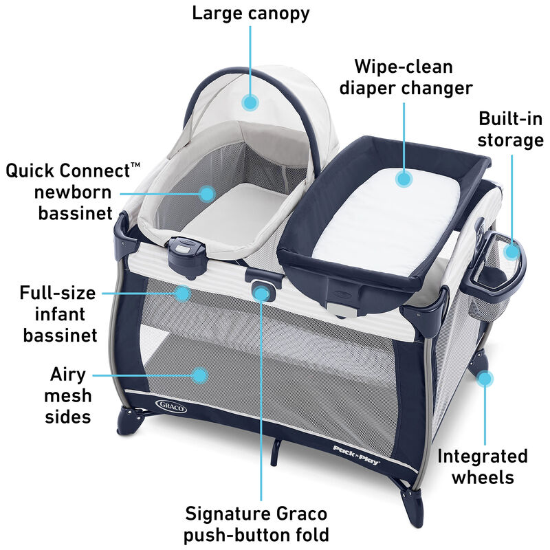 Graco Pack 'n Play Quick Connect Portable Bassinet - Alex, , hires