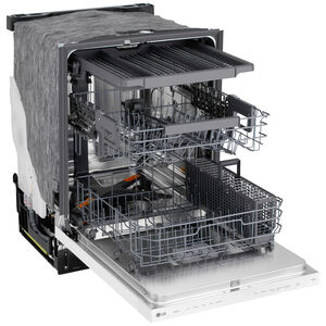 LG 24 in. Top Control Flush-Mount Smart Dishwasher with 46 dBA Sound Level, 3rd-Rack, AutoVent Dry & Pocket Handle - White, , hires