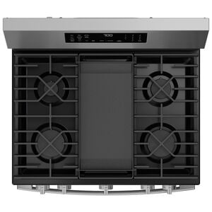 GE Profile 30 in. 5.3 cu. ft. Smart Air-Fry Standard Convection Gas Range with 5 Sealed Burners, Reversible Grill & Griddle - Fingerprint Resistant Stainless Steel, , hires