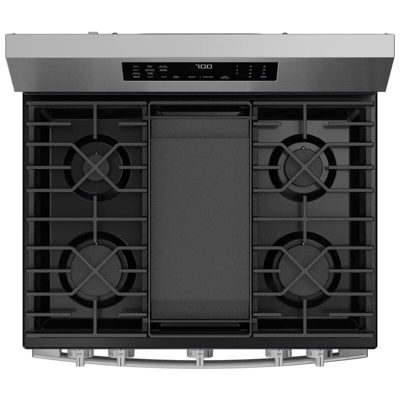 GE Profile 30 in. 5.3 cu. ft. Smart Air-Fry Standard Convection Gas Range with 5 Sealed Burners, Reversible Grill & Griddle - Fingerprint Resistant Stainless Steel, , hires