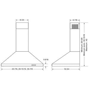 Broan Elite EW48 Series 30 in. Convertible Chimney Style Range Hood with 460 CFM, 3 Fan Speeds & 1 LED Light - Black Stainless, , hires