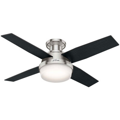 Hunter 44" Dempsey Low Profile Ceiling Fan with LED Light Kit and Handheld Remote - Brushed Nickel | 50282