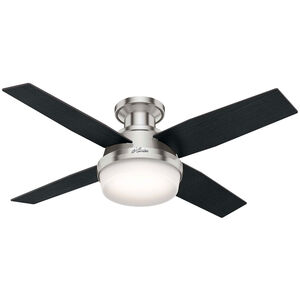 Hunter 44" Dempsey Low Profile Ceiling Fan with LED Light Kit and Handheld Remote - Brushed Nickel, Brushed Nickel, hires