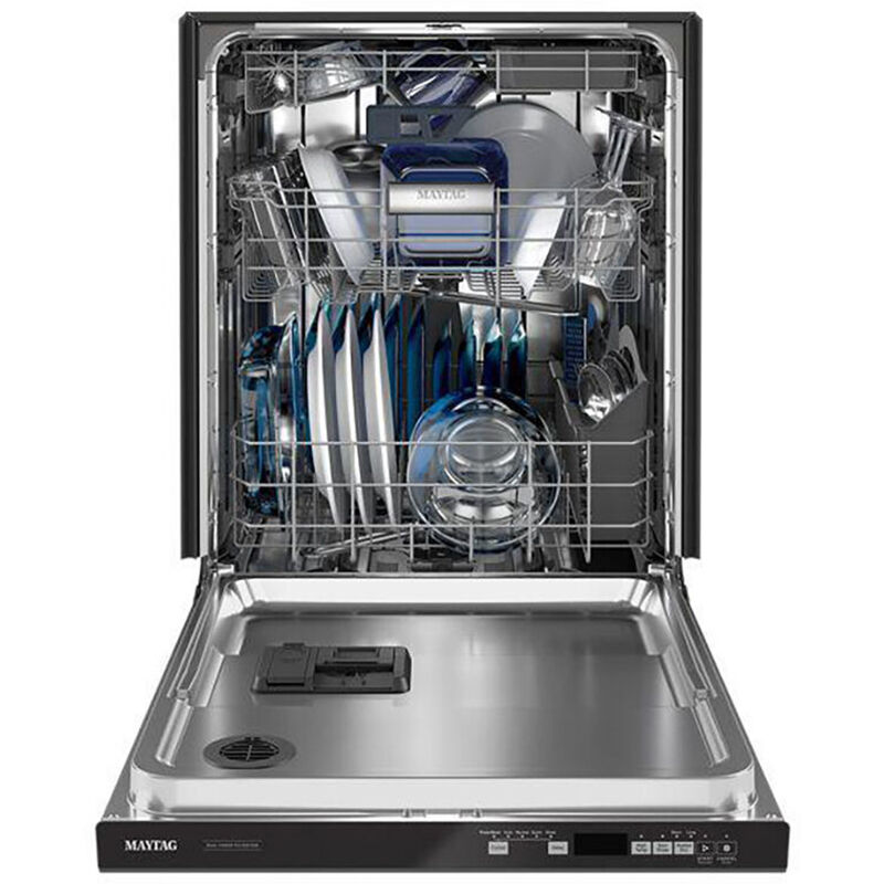 Maytag 24 in. Built-In Dishwasher with Top Control, 47 dBA Sound Level, 15 Place Settings, 5 Wash Cycles & Sanitize Cycle - Black, Black, hires