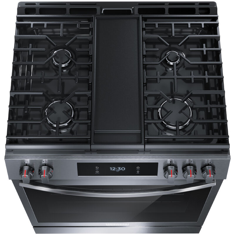 Frigidaire Gallery 30 in. 6 cu. ft. Air Fry True European Convection Steam Gas Range with 5 Sealed Burners & Griddle - Black Stainless, , hires