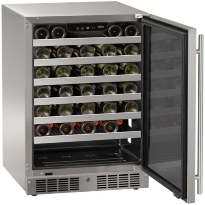 Marvel The Essential Collection 24 in. Outdoor Undercounter Wine Cooler with Wire Racks, Single Temperature Zone & 55-Bottle Capacity - Stainless Steel, , hires