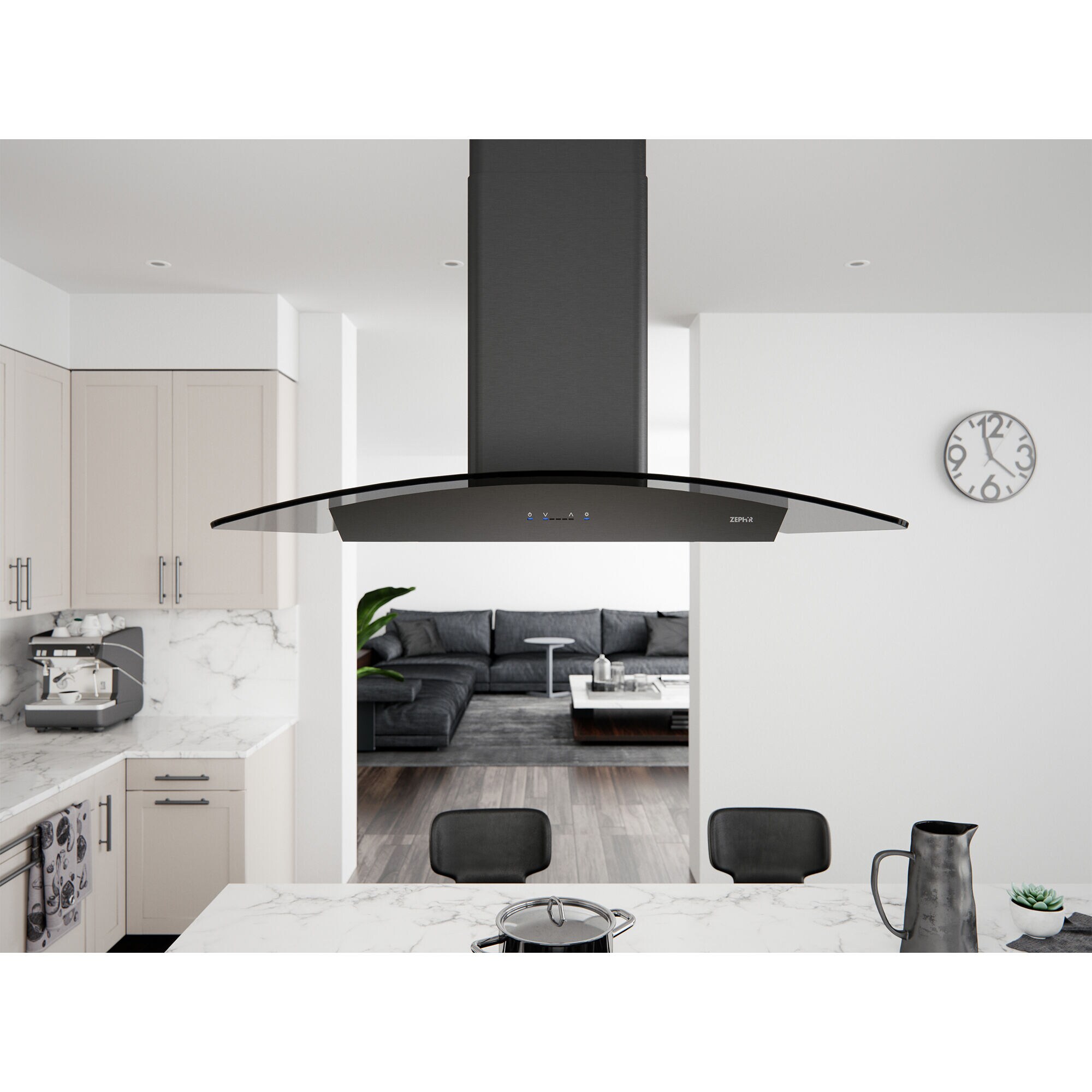 kitchen hood black stainless