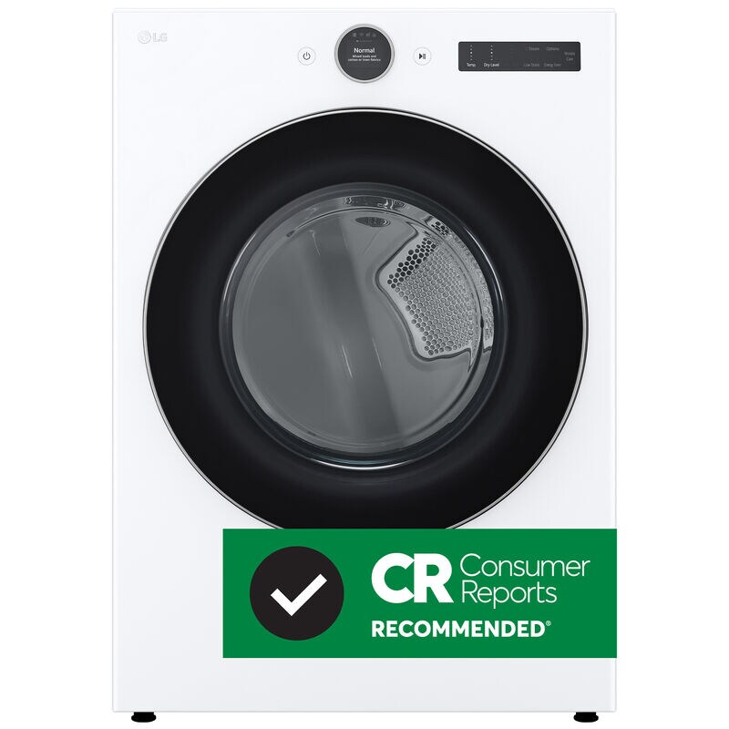LG 27 in. 7.4 cu. ft. Smart Stackable Electric Dryer with AI Sensor Dry, Turbo Steam, Sanitize & Steam Cycle - White, White, hires