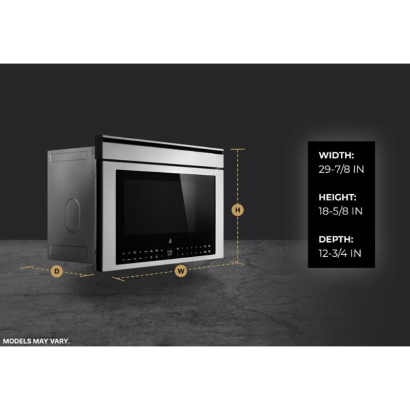 JennAir Rise 30 in. 1.1 cu. ft. 950W Smart Built-In Microwave with Convection & Sensor Cooking - Stainless Steel, , hires