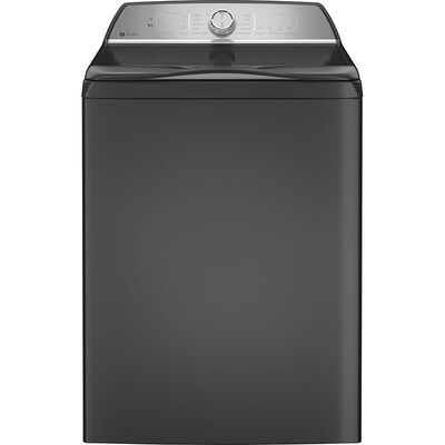 GE Profile 28 in. 4.9 cu. ft. Smart Top Load Washer with Agitator, Smarter Wash Technology, FlexDispense & Sanitize with Oxi - Diamond Gray | PTW605BPRDG