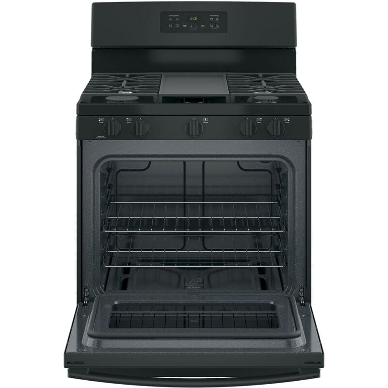 GE 30 in. 5 cu. ft. Gas Range with 5 Sealed Burners & Griddle - Black, Black, hires