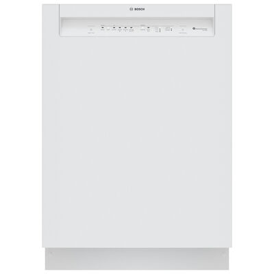 Bosch 100 Series 24 in. Smart Built-In Dishwasher with Front Control, 50 dBA Sound Level, 14 Place Settings, 8 Wash Cycles & Sanitize Cycle - White | SHE3AEM2N