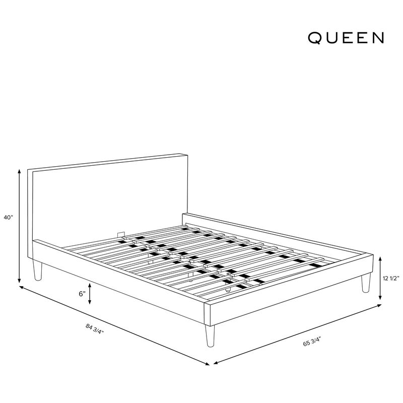 Skyline Furniture Linen Fabric Upholstered Queen Size Platform Bed - Black, Black, hires