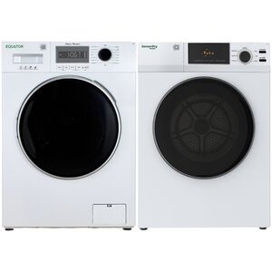 Equator Value 24 in. 2.47 cu. ft. Electric Front Load Laundry Center with Sensor Dry, Pet & Sanitize Cycle - White, , hires