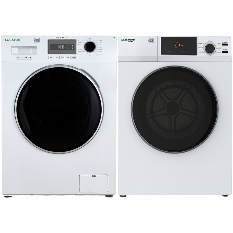 Equator Value 24 in. 2.47 cu. ft. Electric Front Load Laundry Center with Sensor Dry, Pet & Sanitize Cycle - White, , hires