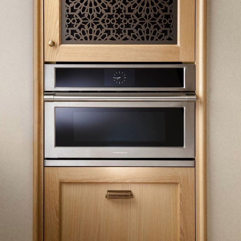 Monogram Statement Series 30 in. 1.7 cu. ft. Smart Speed/ Steam Electric Single Wall Oven with True European Convection & Sensor Cooking - Stainless Steel, , hires