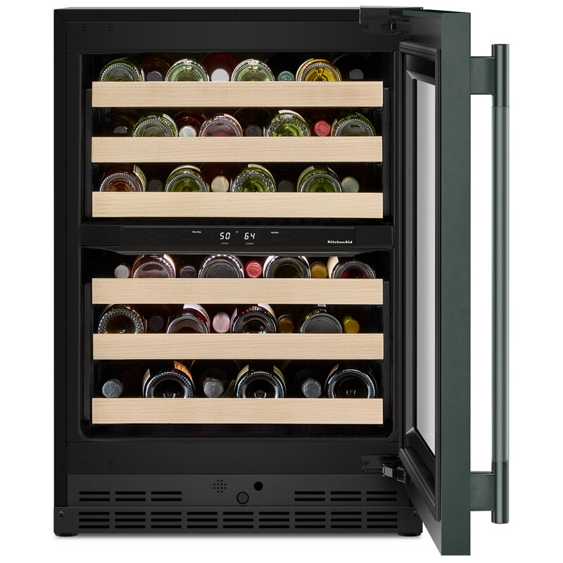 KitchenAid 24 in. Undercounter Right Hinged Wine Cooler with Wood Racks, Dual Temperature Zone(s) & 46-Bottle Capacity - Juniper, , hires