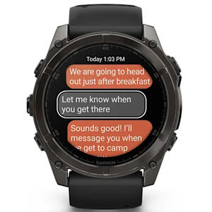 Garmin f nix 8 51 mm, AMOLED Smart Watch - Sapphire, Carbon Gray DLC Titanium with Black/Pebble Gray Silicone Band, , hires