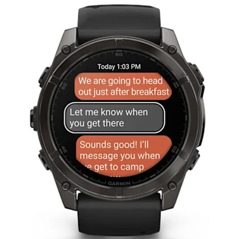 Garmin f nix 8 51 mm, AMOLED Smart Watch - Sapphire, Carbon Gray DLC Titanium with Black/Pebble Gray Silicone Band, , hires