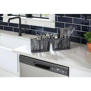 GE 24 in. Front Control Flush-Mount Dishwasher with 55 dBa Sound Level, Dry Boost & Pocket Handle - White, White, hires
